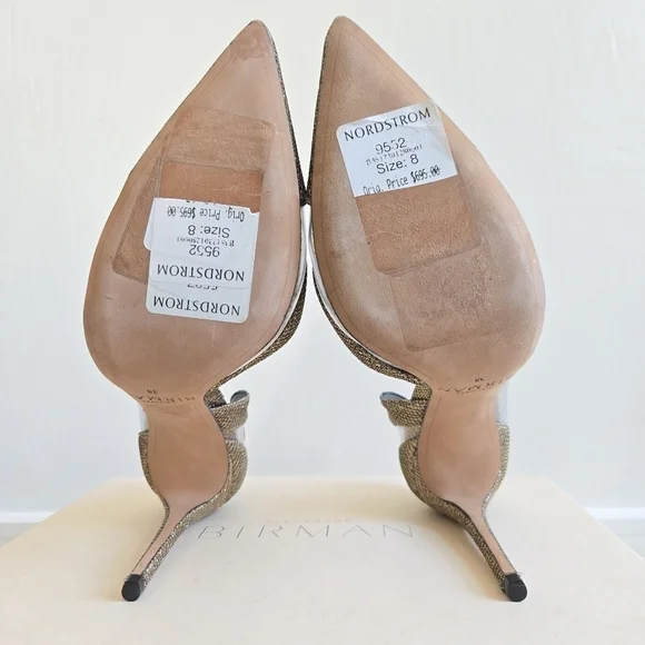 New Alexandre Birman Gold Metallic PVC Stiletto Heels NWT Size 8 US/38 EU - Picture 8 of 10